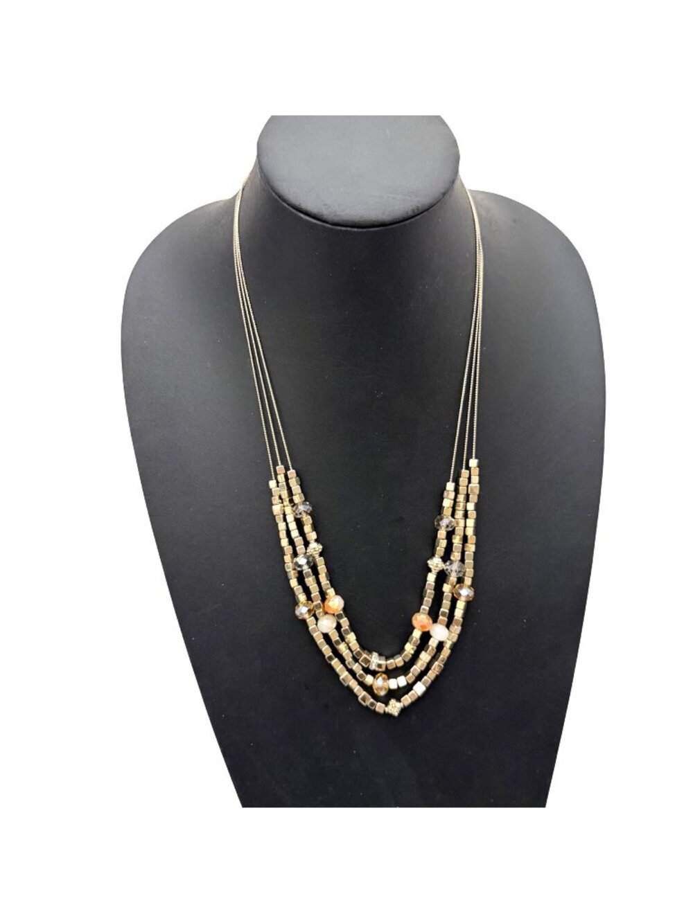 WHBM White House Black Market Necklace Multi Strand Boho Silver Tone 24 Inches